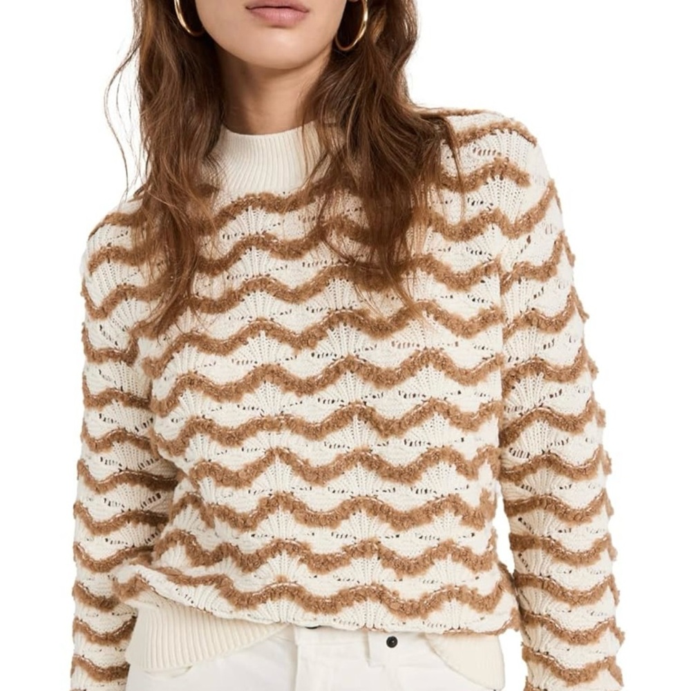Rebecca Taylor Women's Wavy Stripe Stitched Turtleneck